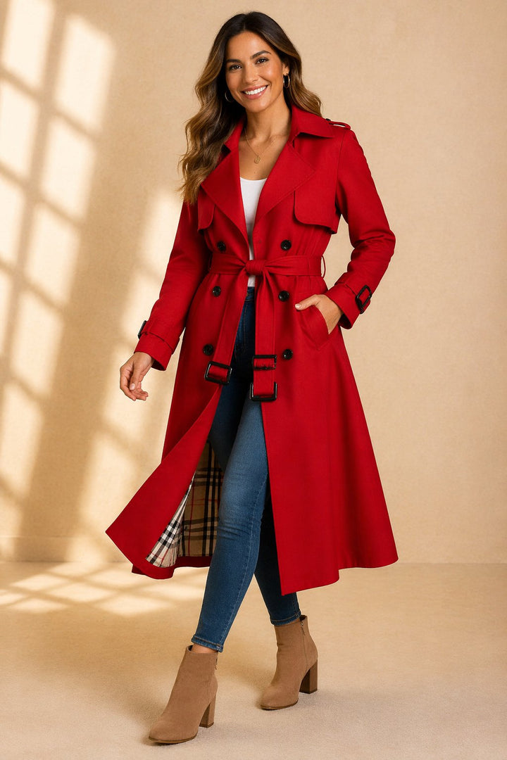 Scarlett | Women's Double-Breasted Belted Long Trench Coat