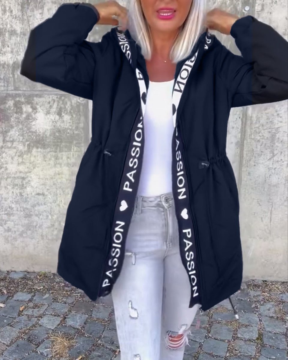 Bonnie - Γυναικείο παρκά με κουκούλα και μέση με κορδόνι