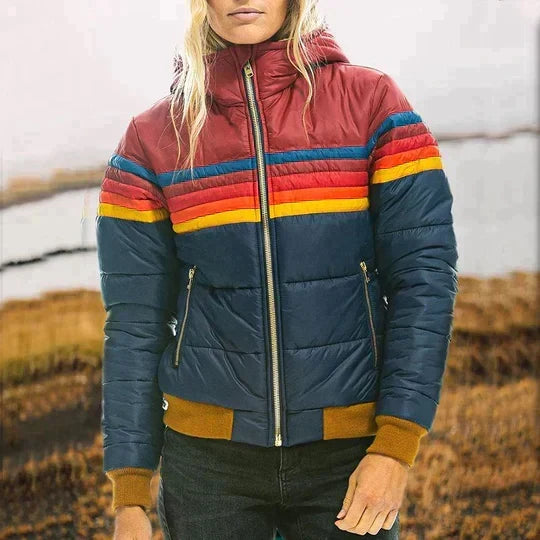 Ally - Chaqueta acolchada con capucha para mujer en bloques de color