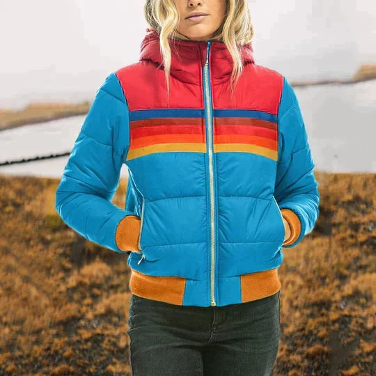 Ally - Chaqueta acolchada con capucha para mujer en bloques de color