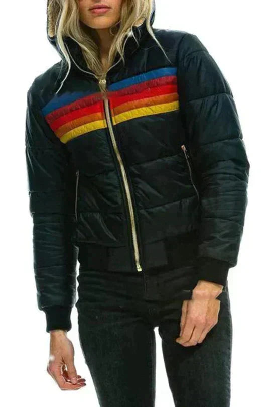 Ally - Chaqueta acolchada con capucha para mujer en bloques de color