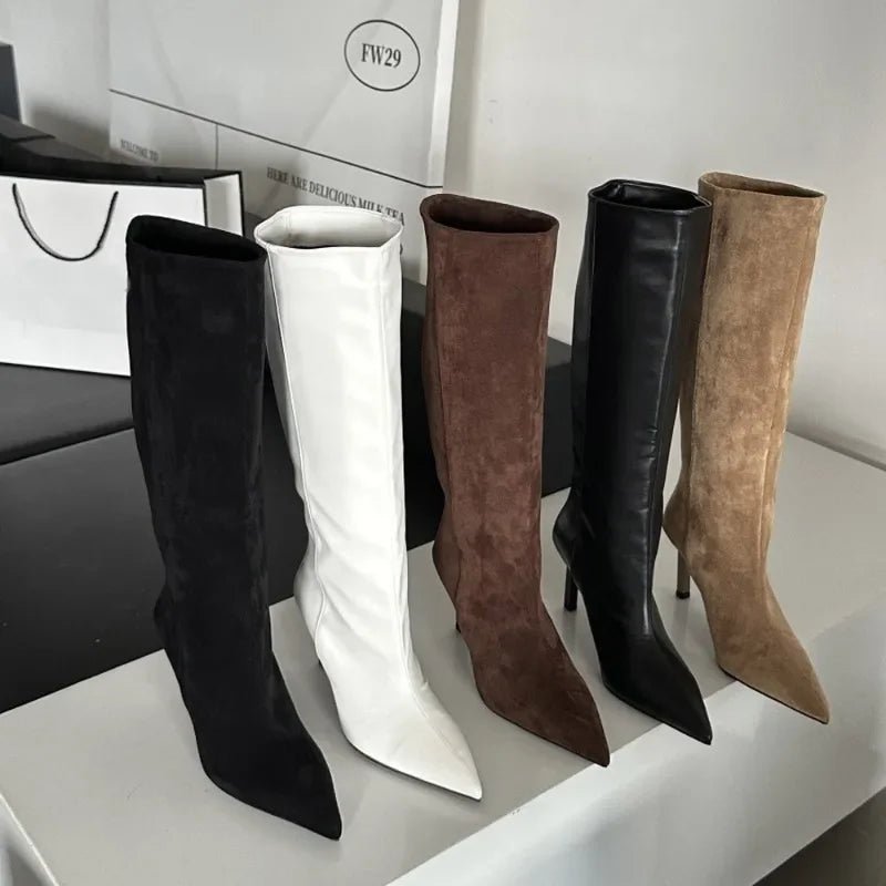 Hazel - Women's Knee High Boots with Pointed Toe