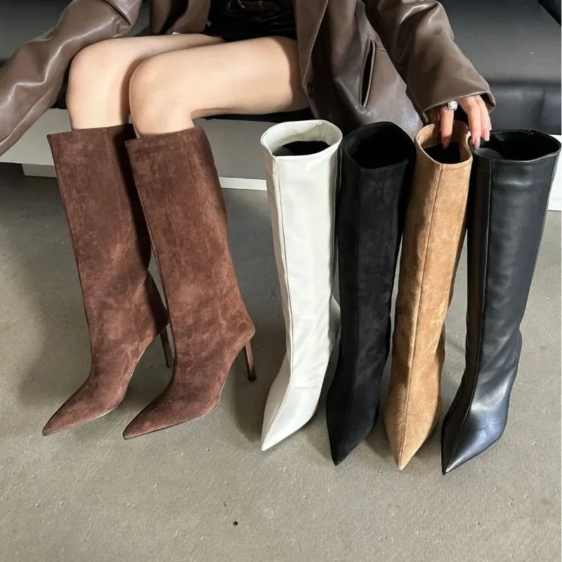 Hazel - Women's Knee High Boots with Pointed Toe