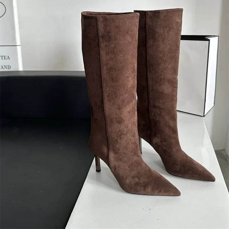 Hazel - Women's Knee High Boots with Pointed Toe