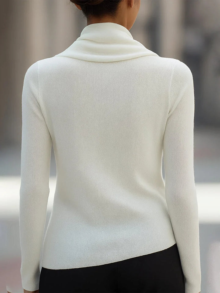 Women's Knitted Top with Draped Cowl Neck