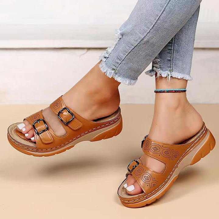 Women's Leather Orthopedic Sandals with Adjustable Strap - photo 1