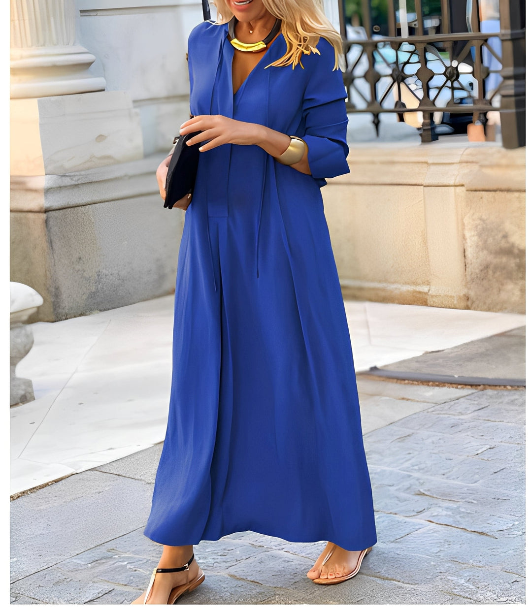Women's Long Sleeve Maxi Dress with Button Placket - photo 6
