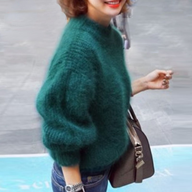 Women's Mock Neck Jumper with Volume Sleeves - photo 5