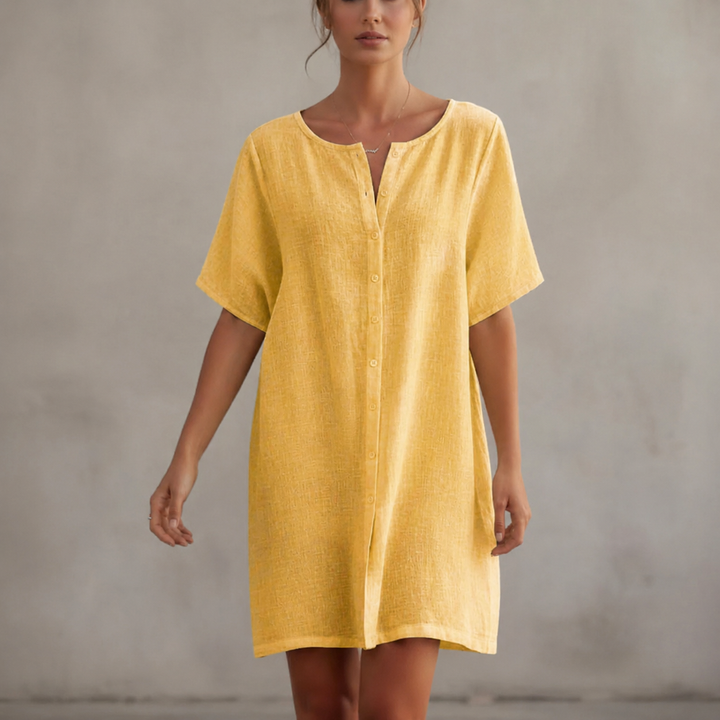 Women's Relaxed Day Dress with Split Neckline - photo 3