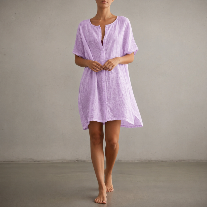 Women's Relaxed Day Dress with Split Neckline - photo 5
