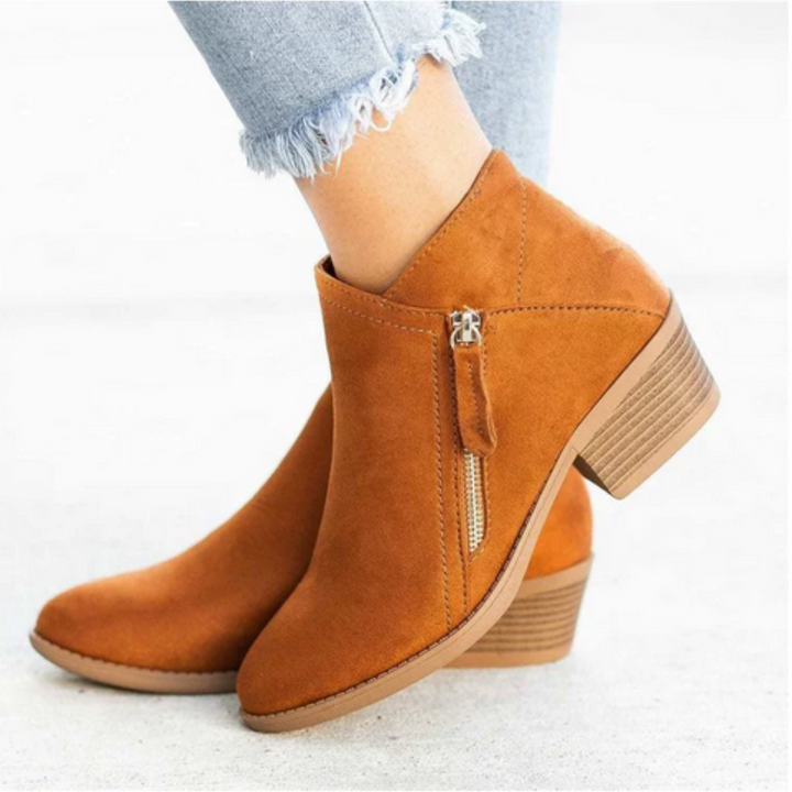 Women's Suede Ankle Boots with Side Zip - photo 7
