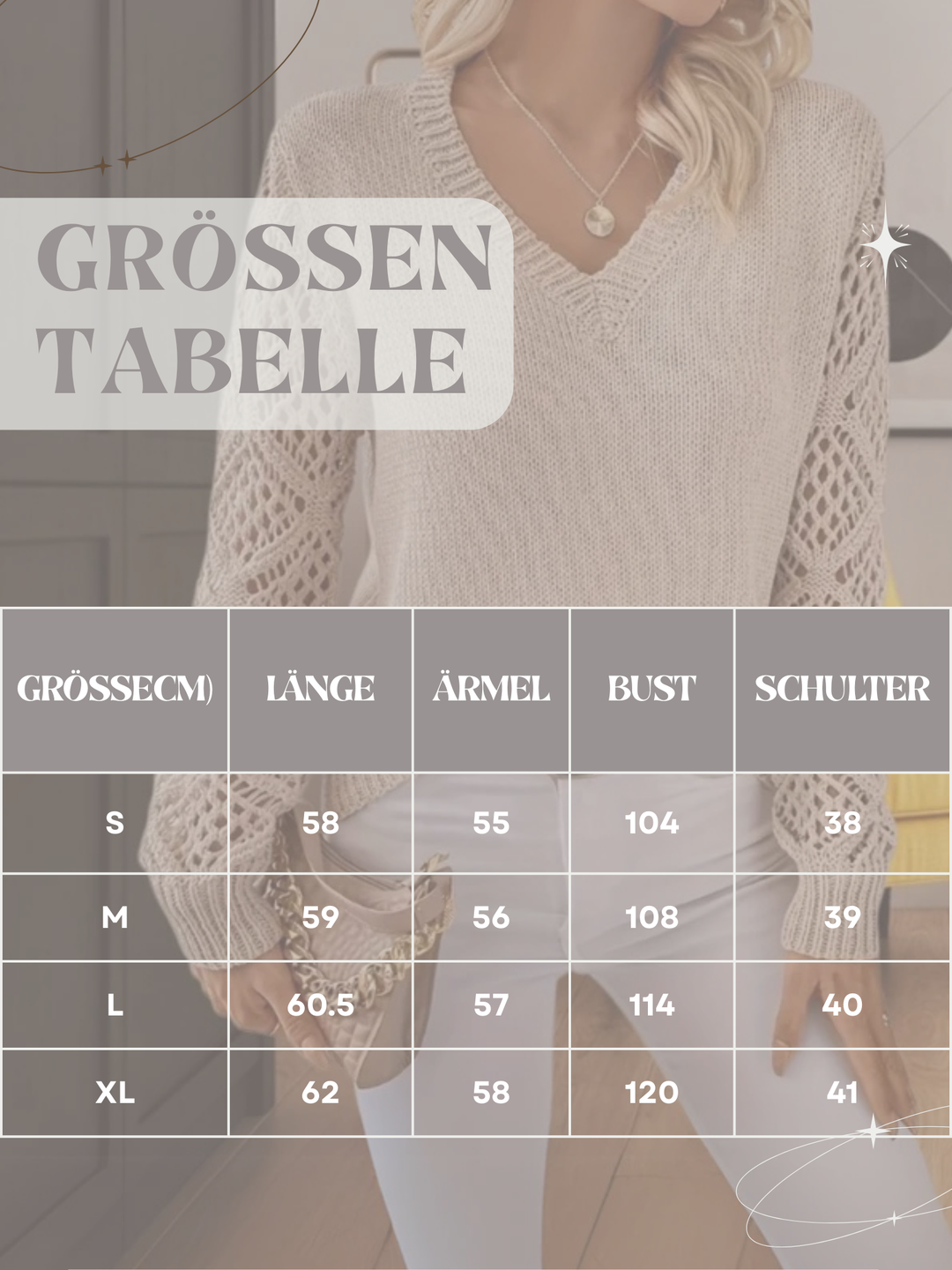 Women's V-Neck Sweater with Openwork Sleeves - photo 9