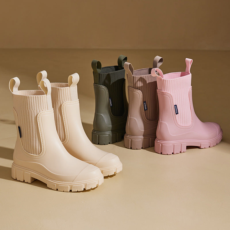 Heather - Bottes de pluie Chelsea imperméables pour femme avec semelle crantée