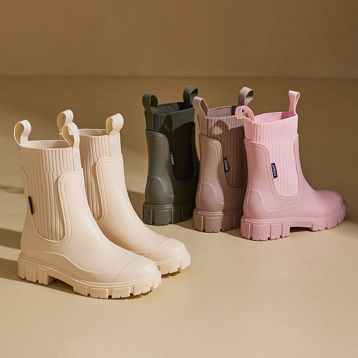 Heather - Bottes de pluie Chelsea imperméables pour femme avec semelle crantée