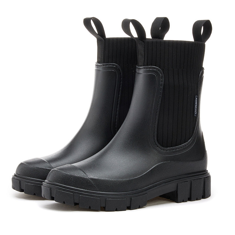 Heather - Bottes de pluie Chelsea imperméables pour femme avec semelle crantée